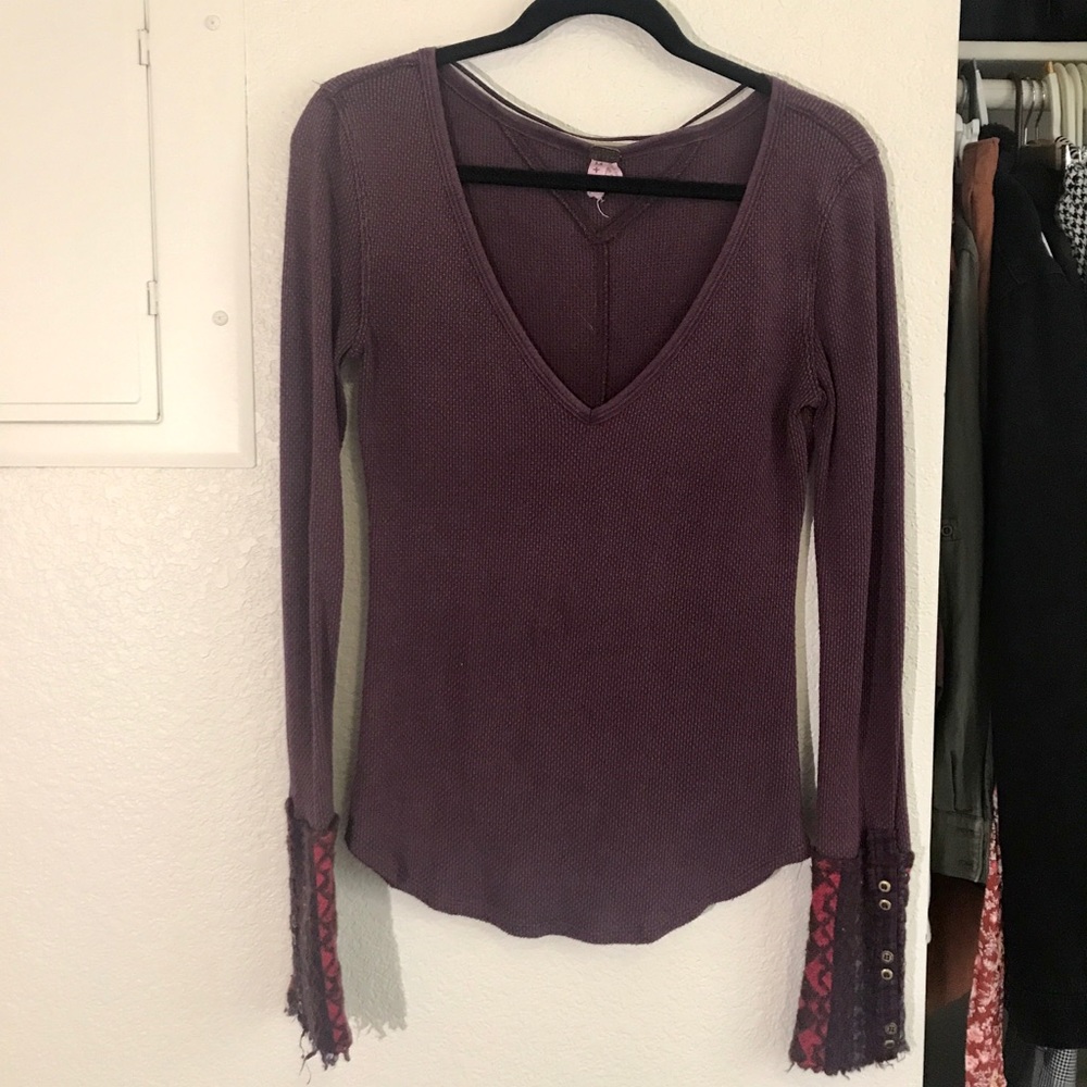 Free People V-Neck Thermal Sweater